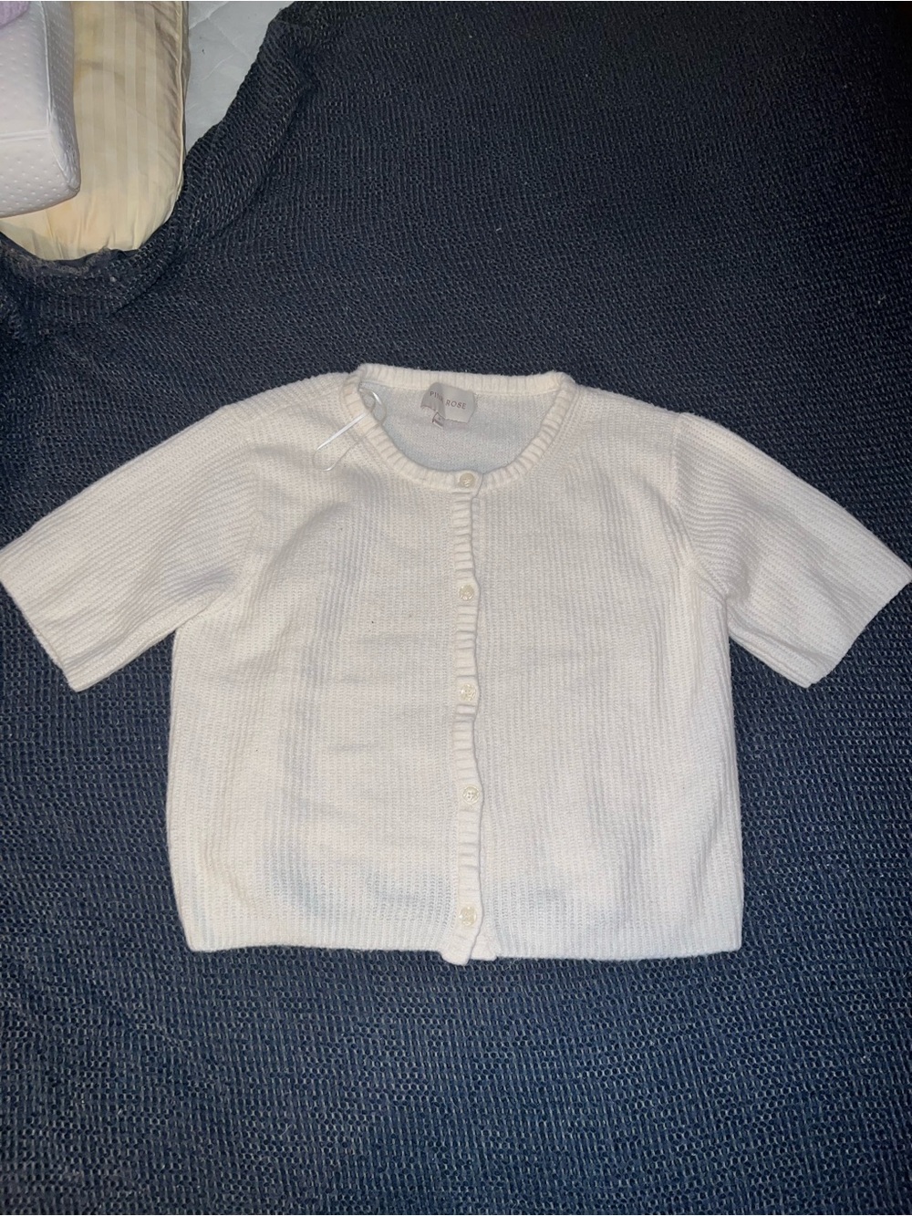 Soft Knit Cream Button-Up Short-Sleeve Cardigan